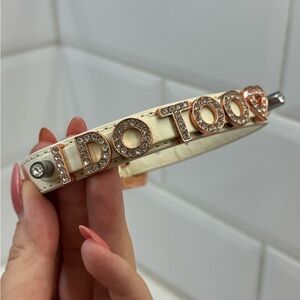 Elegant Cream and Rose Gold 'I DO TOO' Dog Collar